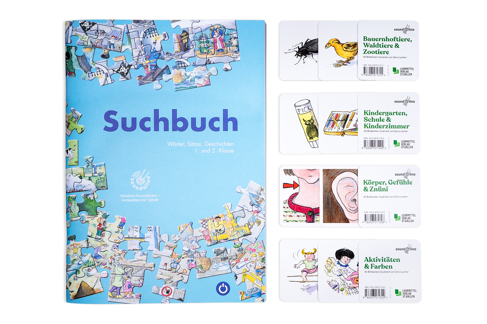 SET: Suchbuch (inkl. Soundsticker) mit soundolino Bildkarten-Set 1-4
