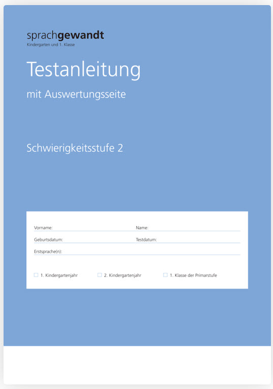 sprachgewandt KG und 1. Klasse Testanleitung Stufe 2 (10 Stück)